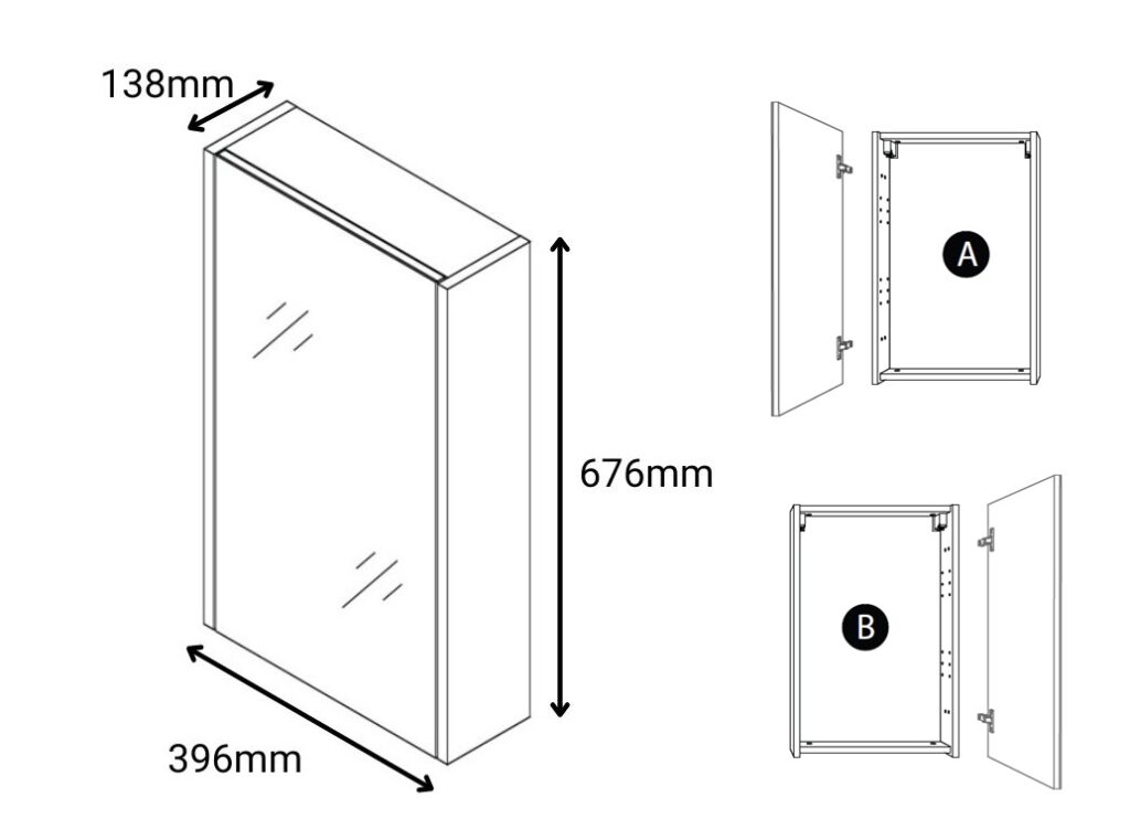 Bathroom Mirror Cabinet Mirrored Small Wall Unit Slimline Cupboard 400mm Storage Gold Craft Oak – Avir