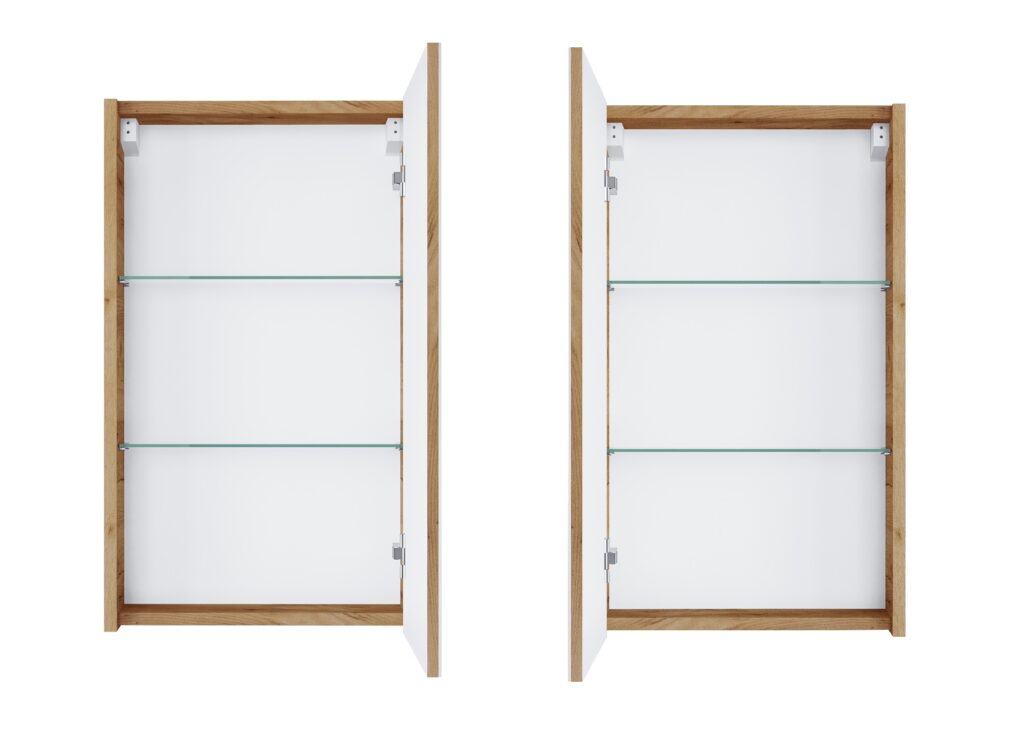 Bathroom Mirror Cabinet Mirrored Small Wall Unit Slimline Cupboard 400mm Storage Gold Craft Oak – Avir