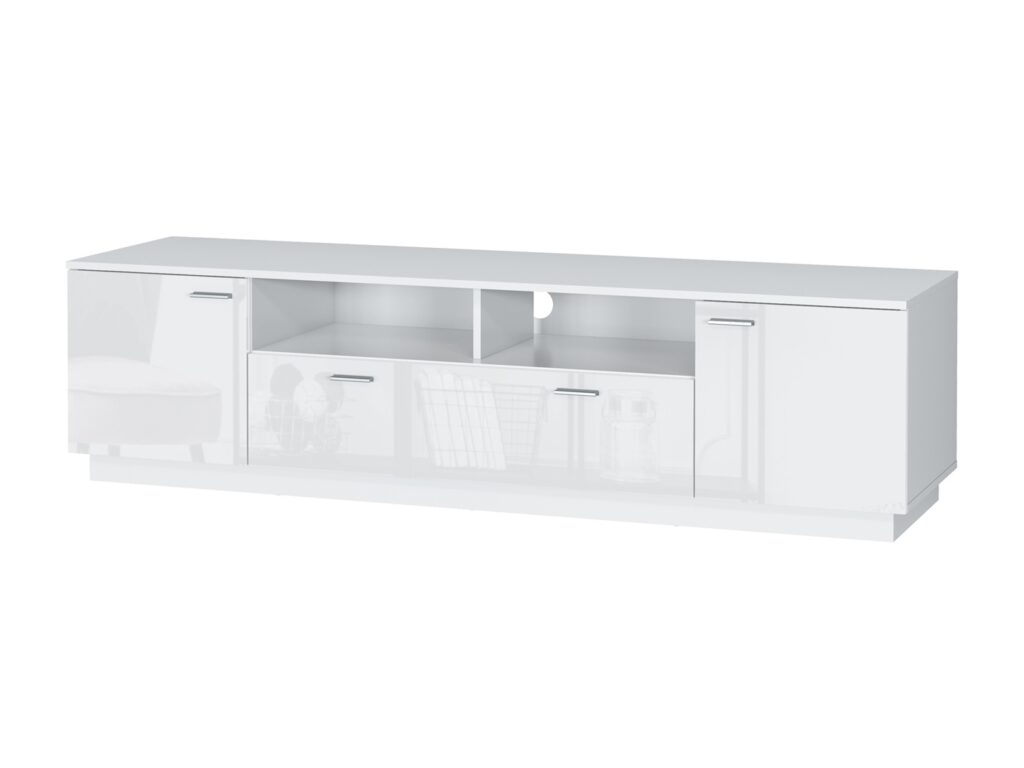 White Gloss TV Unit Modern Cabinet with Storage Wide Media Entertainment Stand – Sol