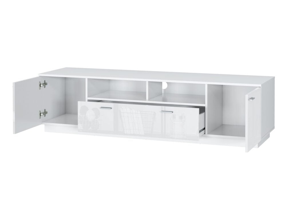 White Gloss TV Unit Modern Cabinet with Storage Wide Media Entertainment Stand – Sol