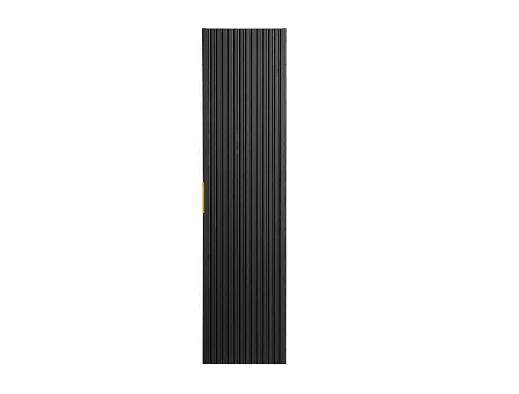 Tall Bathroom Cabinet Black Slim Narrow Storage Unit Ribbed Fluted Floating Tallboy - Adel