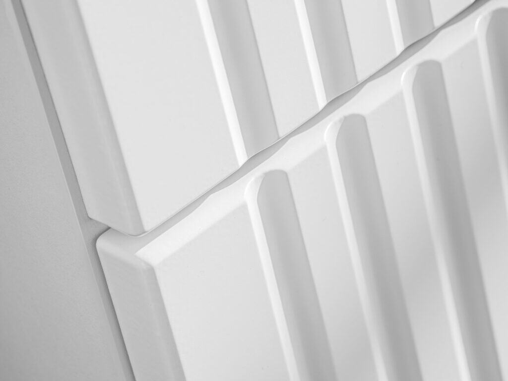 Tall Bathroom Cabinet White Slim Narrow Storage Unit Ribbed Fluted Door Floating Furniture - Adel