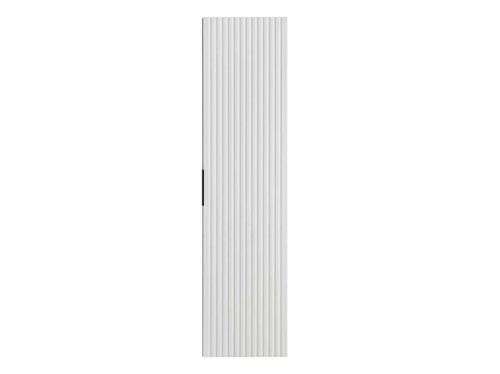 Tall Bathroom Cabinet White Slim Narrow Storage Unit Ribbed Fluted Door Floating Furniture - Adel