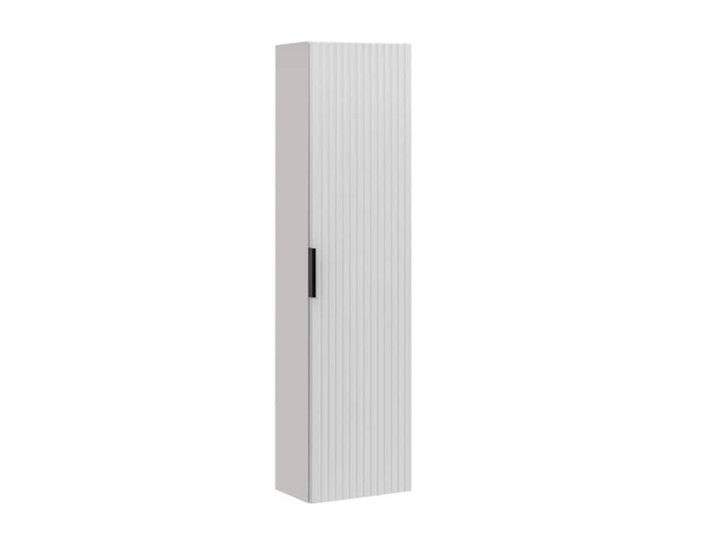 Tall Bathroom Cabinet White Slim Narrow Storage Unit Ribbed Fluted Door Floating Furniture - Adel