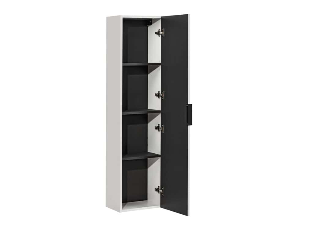 Tall Bathroom Cabinet White Slim Narrow Storage Unit Ribbed Fluted Door Floating Furniture - Adel