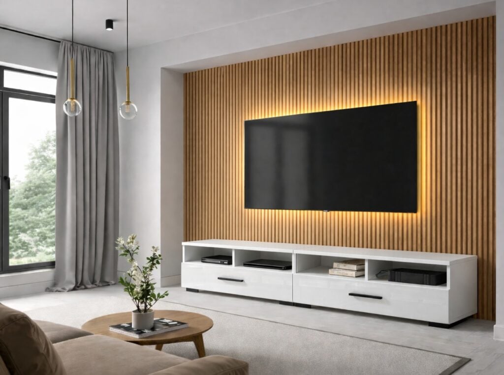 Small TV Unit with Drawer White Gloss Media Storage Cabinet Entertainment Stand 100cm - Assen