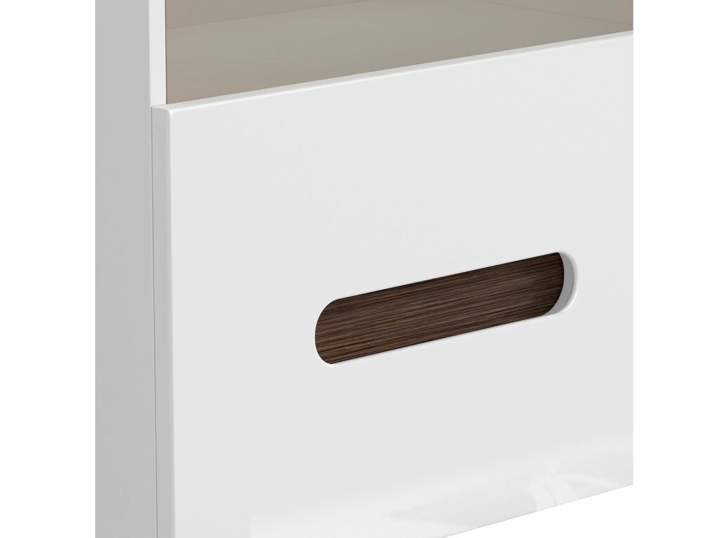 Wall Display Unit Glass Cabinet Modern Floating LED Lights White Gloss Storage - Azteca