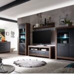 black and oak dark wood living room furniture set with tv unit sideboard glass display cabinets balin 1