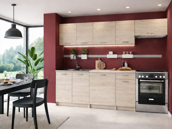 complete kitchen cabinets set 7 unit budget oak kitchenette