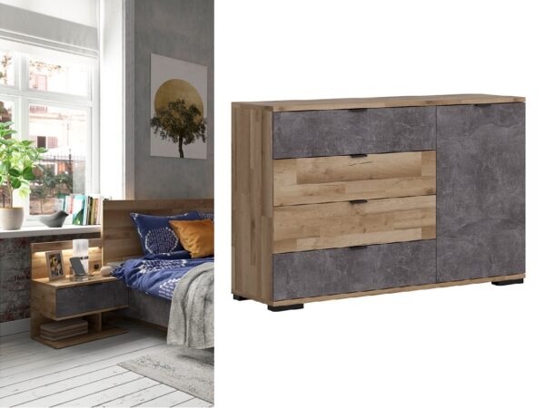 concrete grey sideboard light oak storage cabinet bedroom living room unit