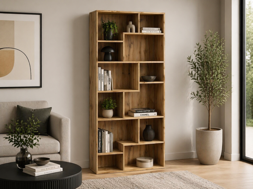 Cube Shelving Unit Room Divider Large Display Bookcase Open Vertical or Horizontal Storage Shelf Oak - Tetrix