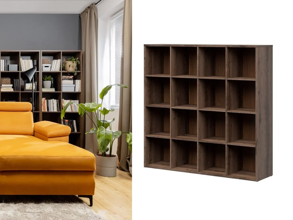 Modern Large Cube Storage Unit Room Divider Bookshelf 16 Square Shelf Open Display Shelving - Nepo