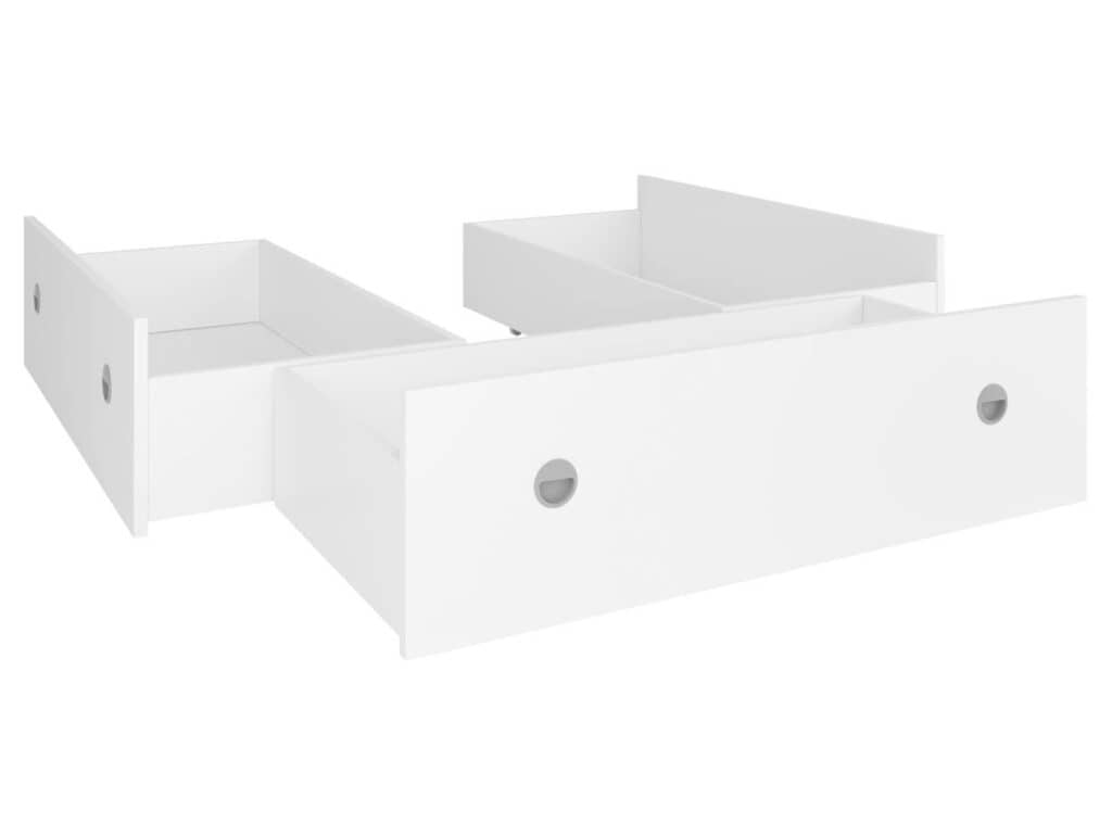 White Double Bed Frame with Storage Drawers Shelves Modern 140cm Euro Solid Wood Slats - Nepo