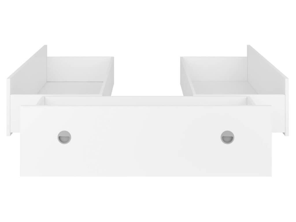 White Double Bed Frame with Storage Drawers Shelves Modern 140cm Euro Solid Wood Slats - Nepo