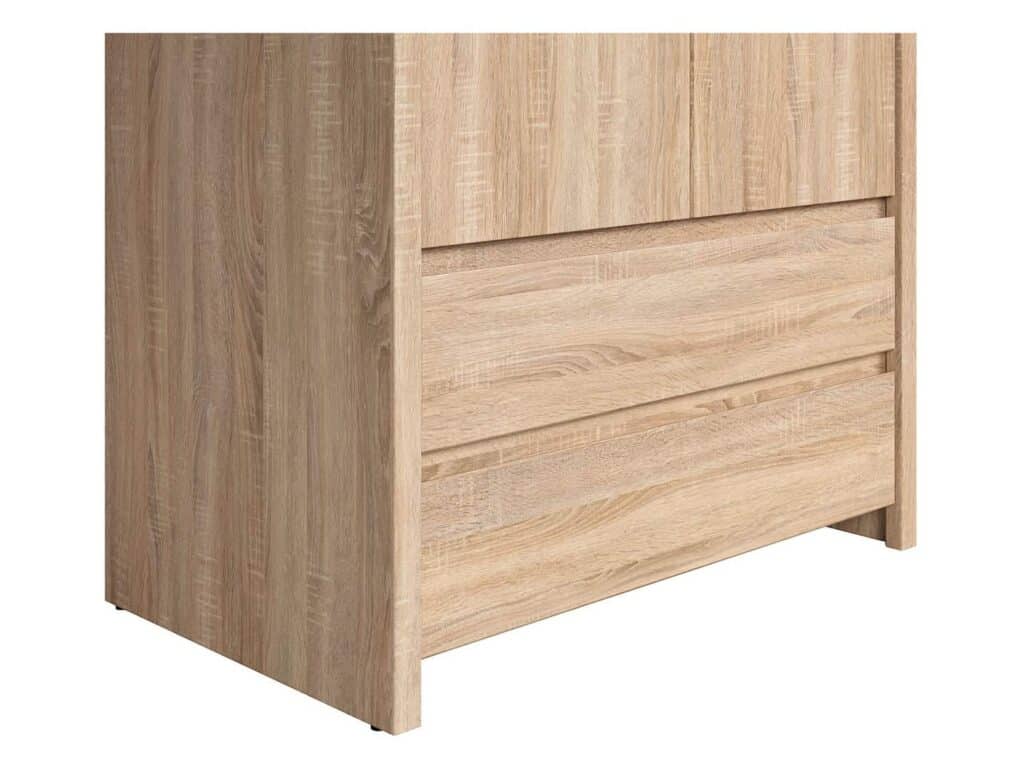 Double Wardrobe with Drawers 2 Door Bedroom Storage Light Wood Sonoma Oak - Kaspian