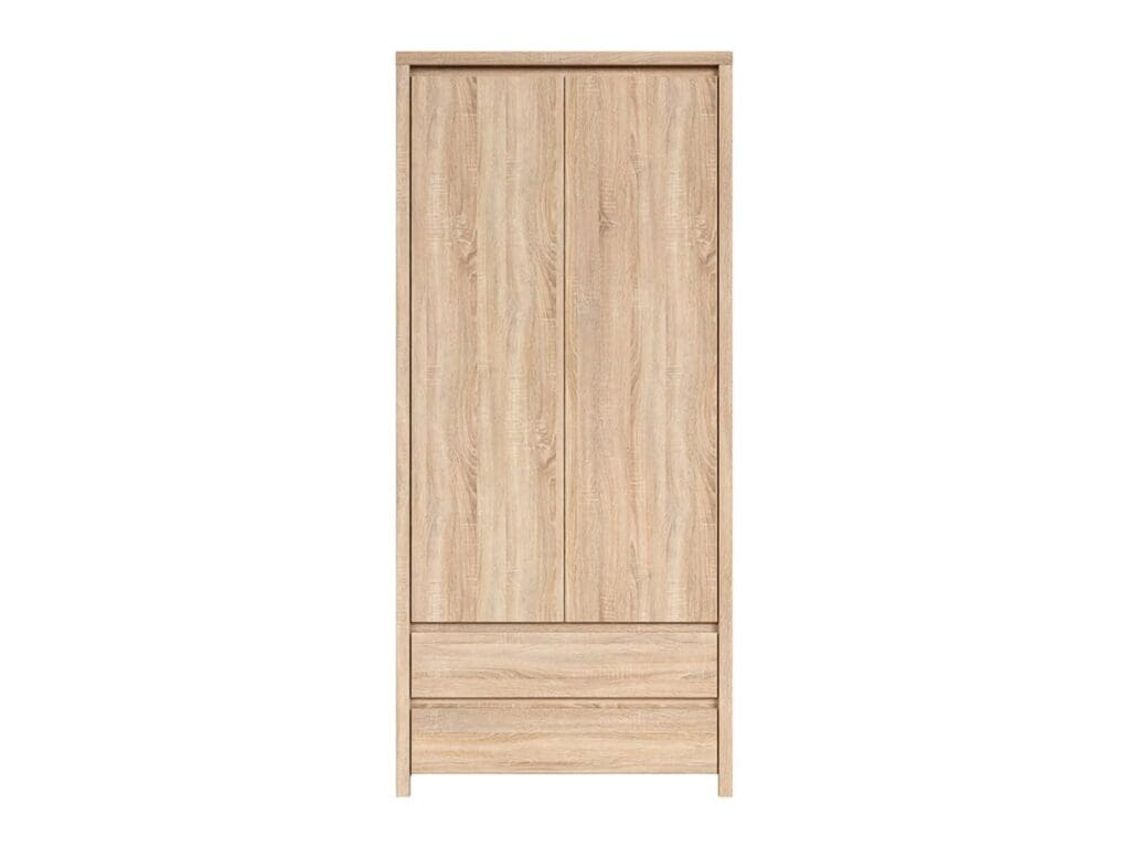 Double Wardrobe with Drawers 2 Door Bedroom Storage Light Wood Sonoma Oak - Kaspian