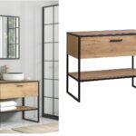 floor standing bathroom vanity with basin oak loft industrial cabinet