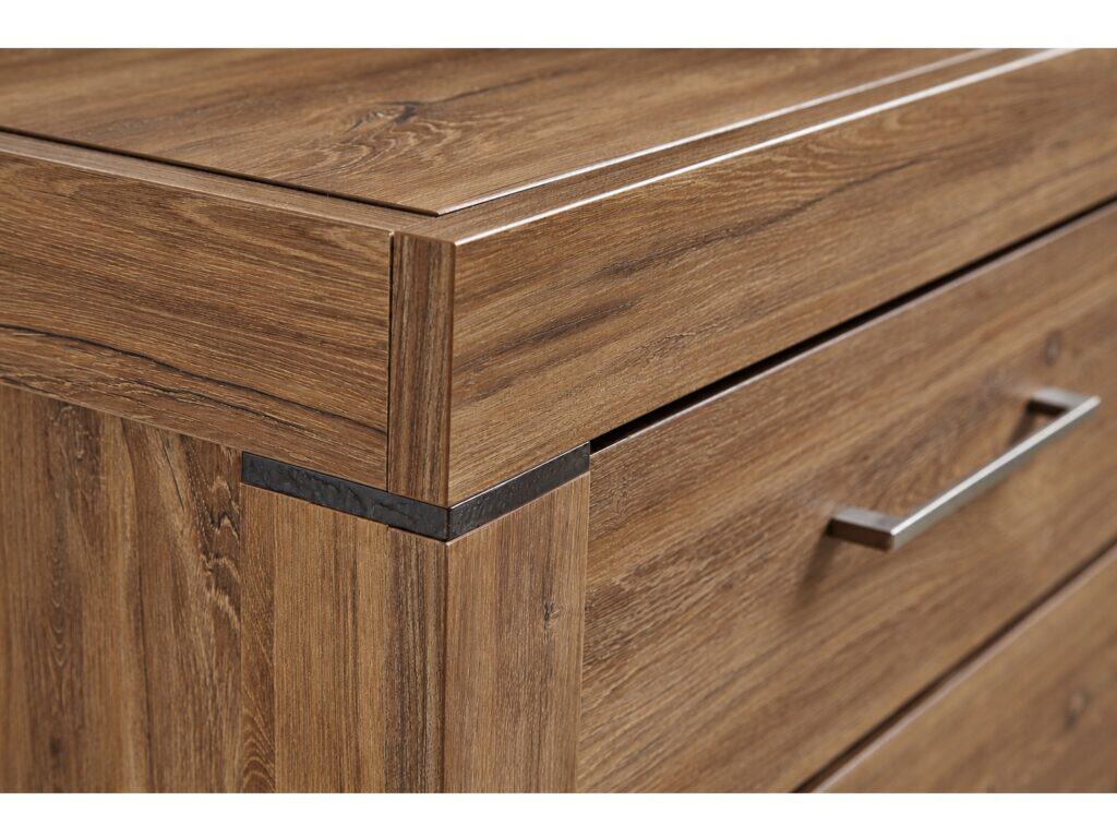 Chest of Drawers 115cm Wide 3 Drawer Storage Dresser Modern Farmhouse Oak Effect - Gent