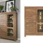 glass display cabinet with led lighs short buffet unit dark oak gent