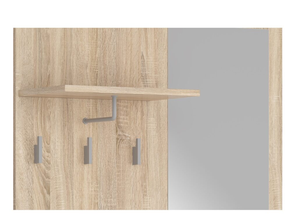 Hallway Coat Cupboard Shoe Cabinets Storage Drawer Coat Hooks Mirror Sonoma Oak Entrance Hall Furniture Set - Nepo