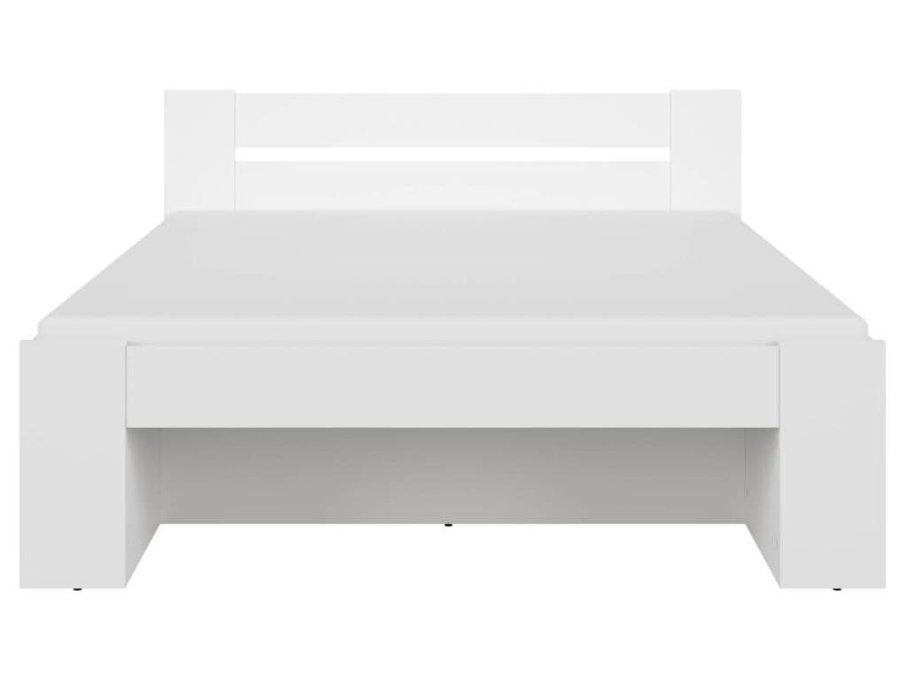 King Size Bed Frame with Storage Drawers Shelving White Modern Euro 160cm Solid Wood Slats - Nepo