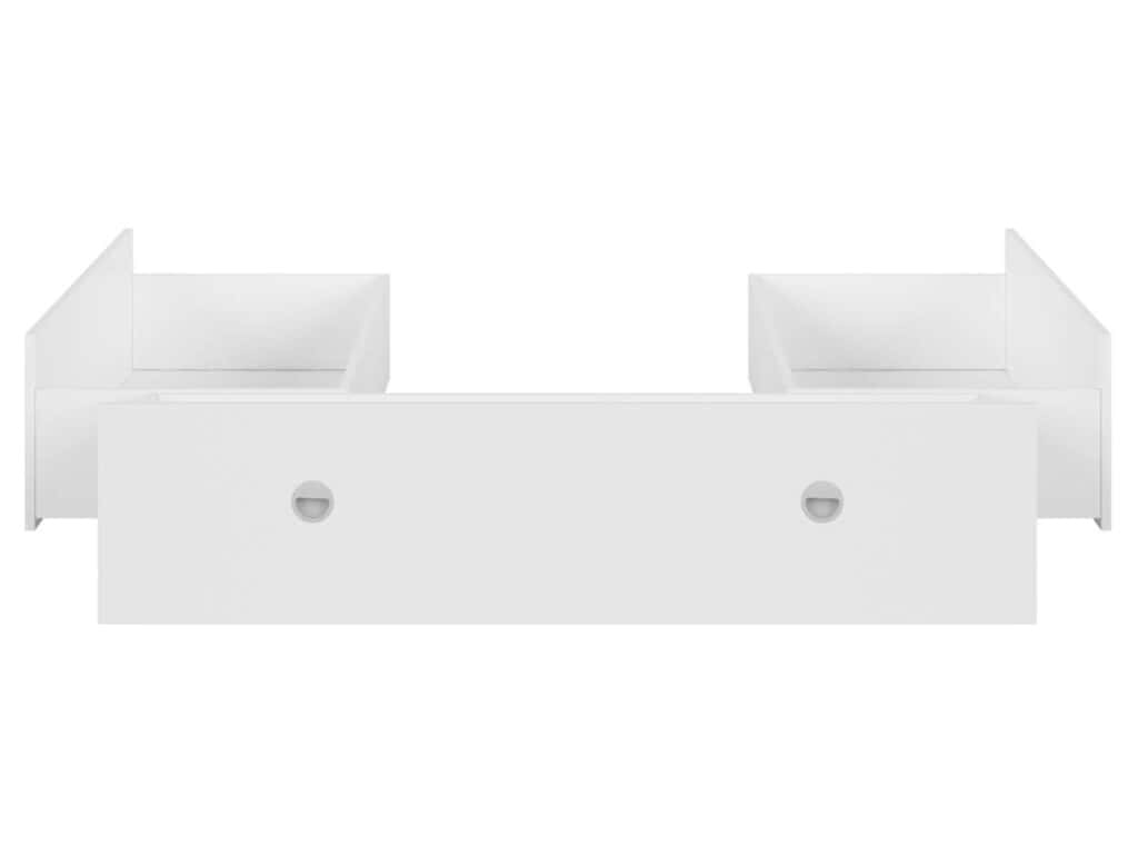 King Size Bed Frame with Storage Drawers Shelving White Modern Euro 160cm Solid Wood Slats - Nepo