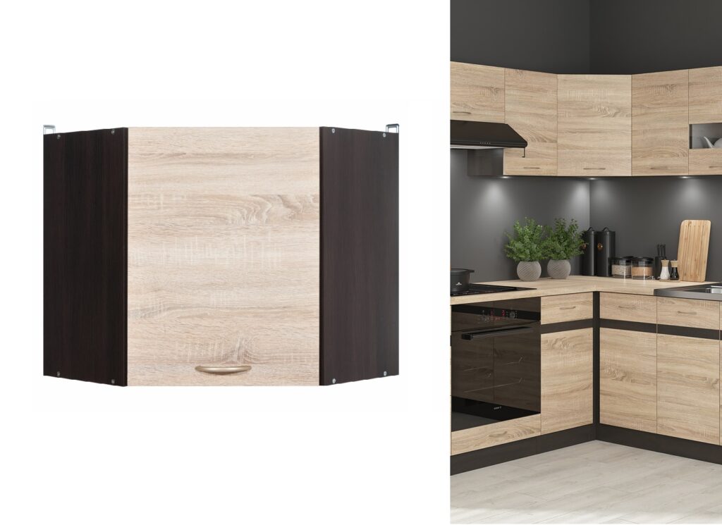 Kitchen Right Corner Set 11 Cabinet Unit Oak Wenge Effect Freestanding Cupboard Complete DIY Fitted Kitchen  Junona