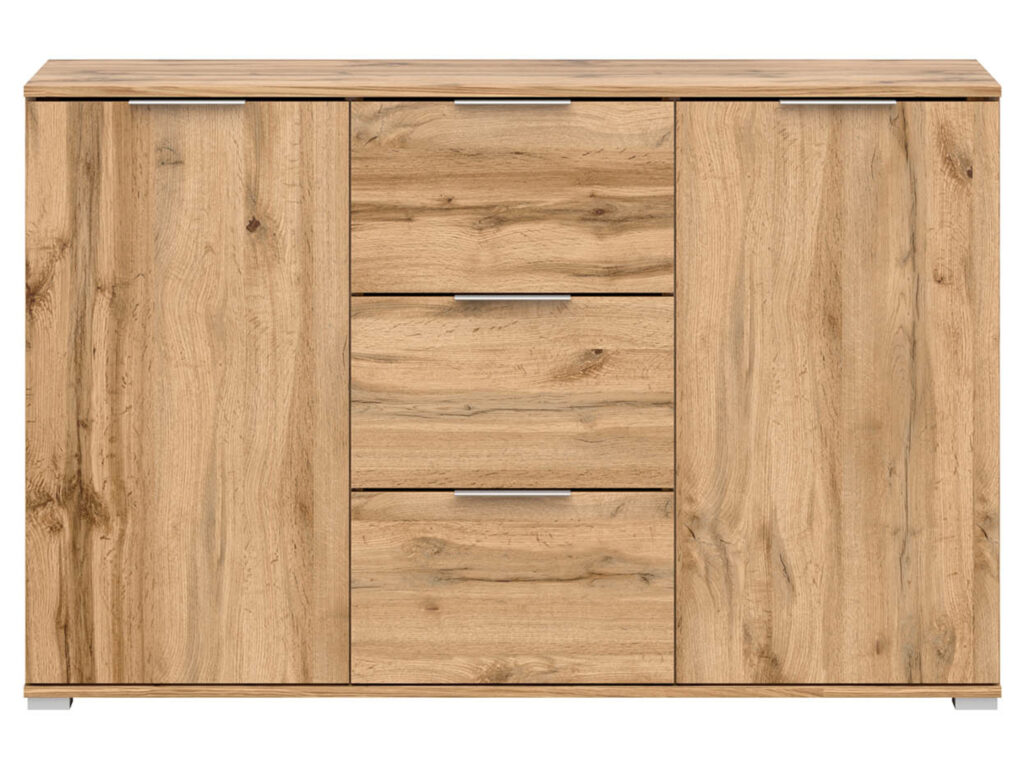 Large Sideboard for Living Room Oak Dresser Cabinet Storage Unit with Drawers 135cm - Zele