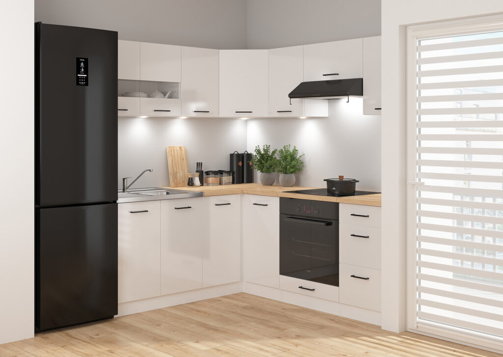 Single Oven Housing Unit Kitchen Cabinet 600mm Modern Freestanding with Storage 60cm Chalk White Gloss - Junona