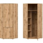 l shaped corner wardrobe single door hanging rail shelves artisan oak
