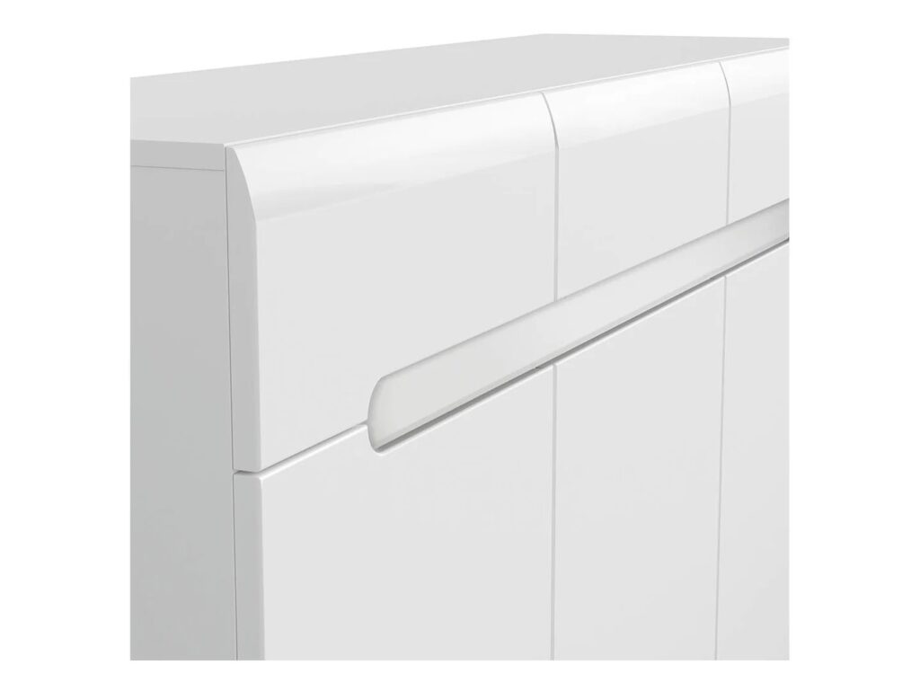 Tall Glass Display Cabinet and Large Sideboard Living Room Furniture Set with LED Lights White Gloss - Azteca