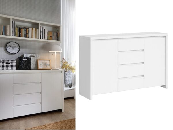 large white sideboard with drawers living room bedroom storage cabinet modern handless