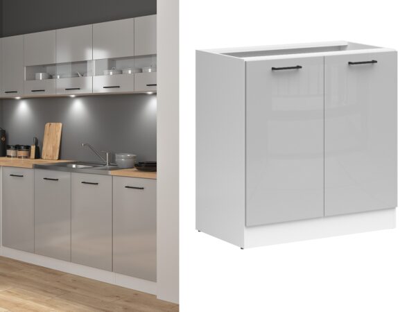 light grey gloss kitchen unit 800mm cabinet cupboard