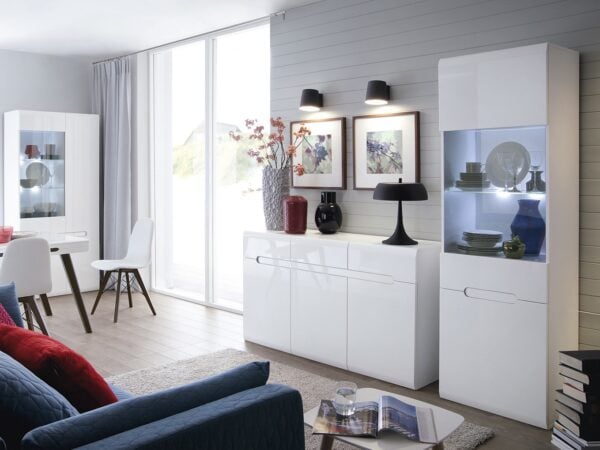 white gloss living room furniture set sideboard tall cabinet modern