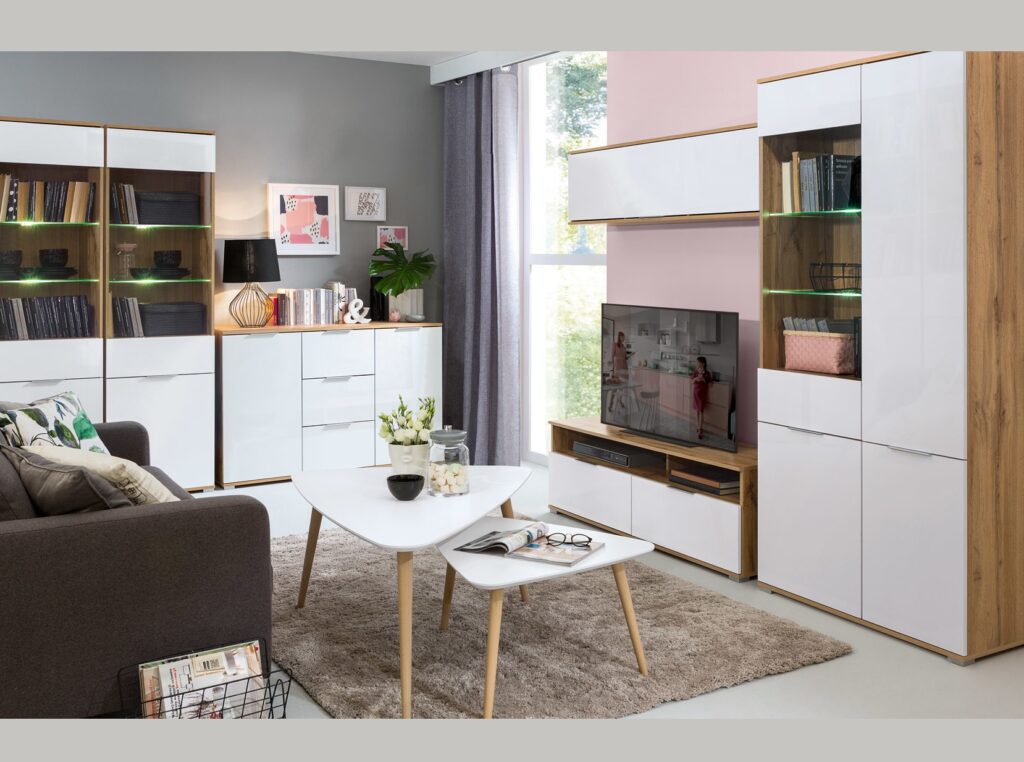 White Gloss Corner Wardrobe L Shaped Single Wardrobe with Rail Modern Compact 1 Door Oak Bedroom Storage - Zele