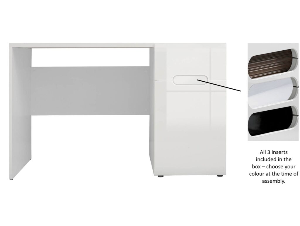 Desk with Drawer Large Computer Desk for Home Office Study White Gloss Modern - Azteca Trio