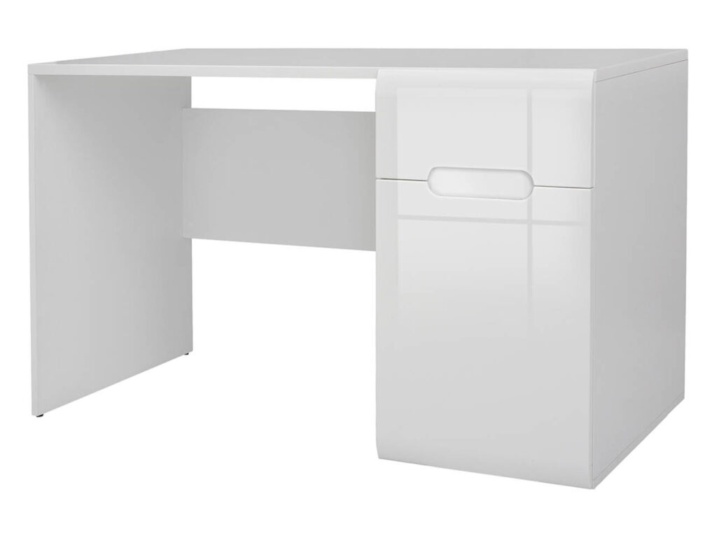 Desk with Drawer Large Computer Desk for Home Office Study White Gloss Modern - Azteca Trio