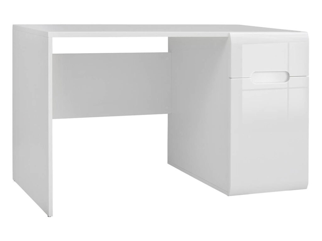 Desk with Drawer Large Computer Desk for Home Office Study White Gloss Modern - Azteca Trio
