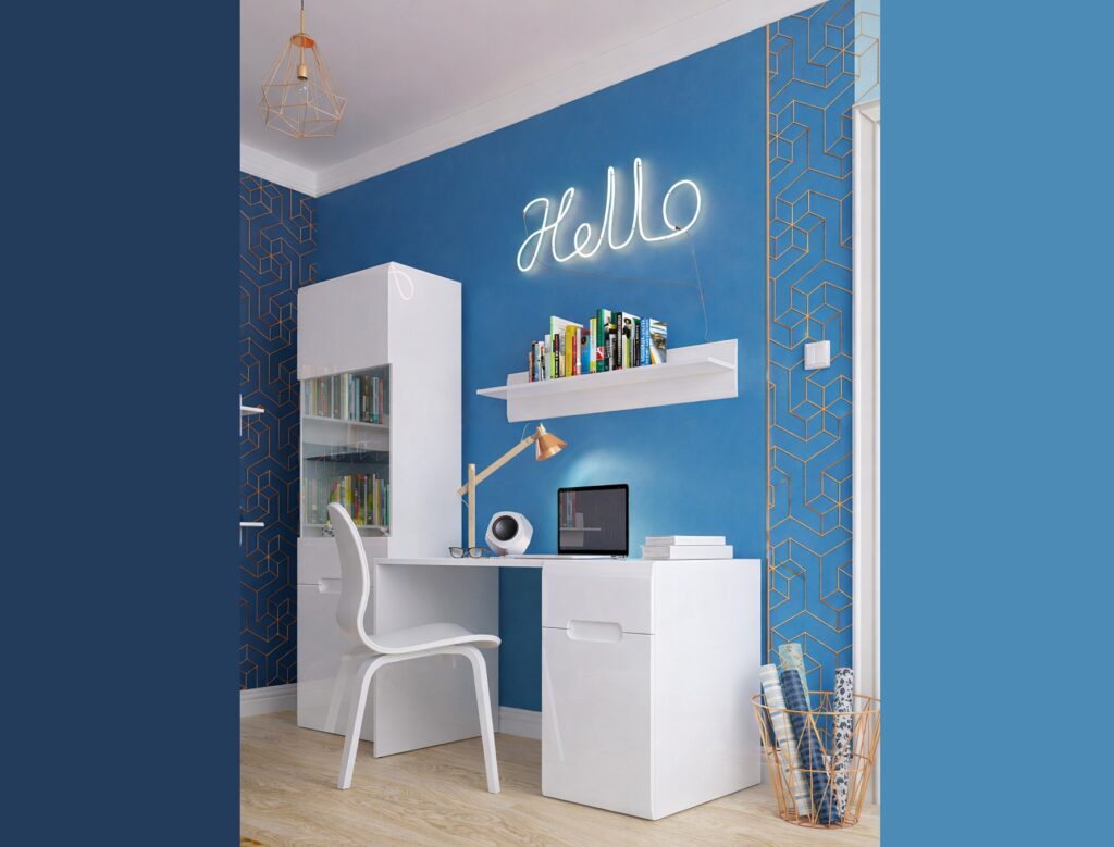 Desk with Drawer Large Computer Desk for Home Office Study White Gloss Modern - Azteca Trio