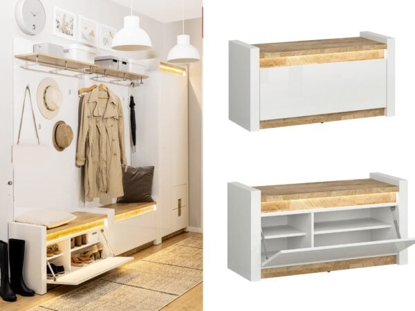 shoe cabinet bench small shoe storage oak white pull down door