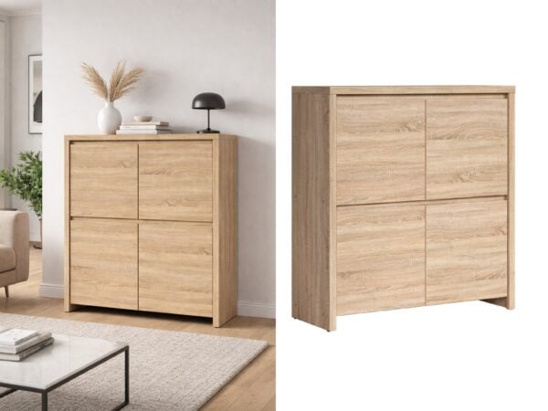 Sideboard cabinet for living room bedroom oak unit Kaspian modern scandi square storage