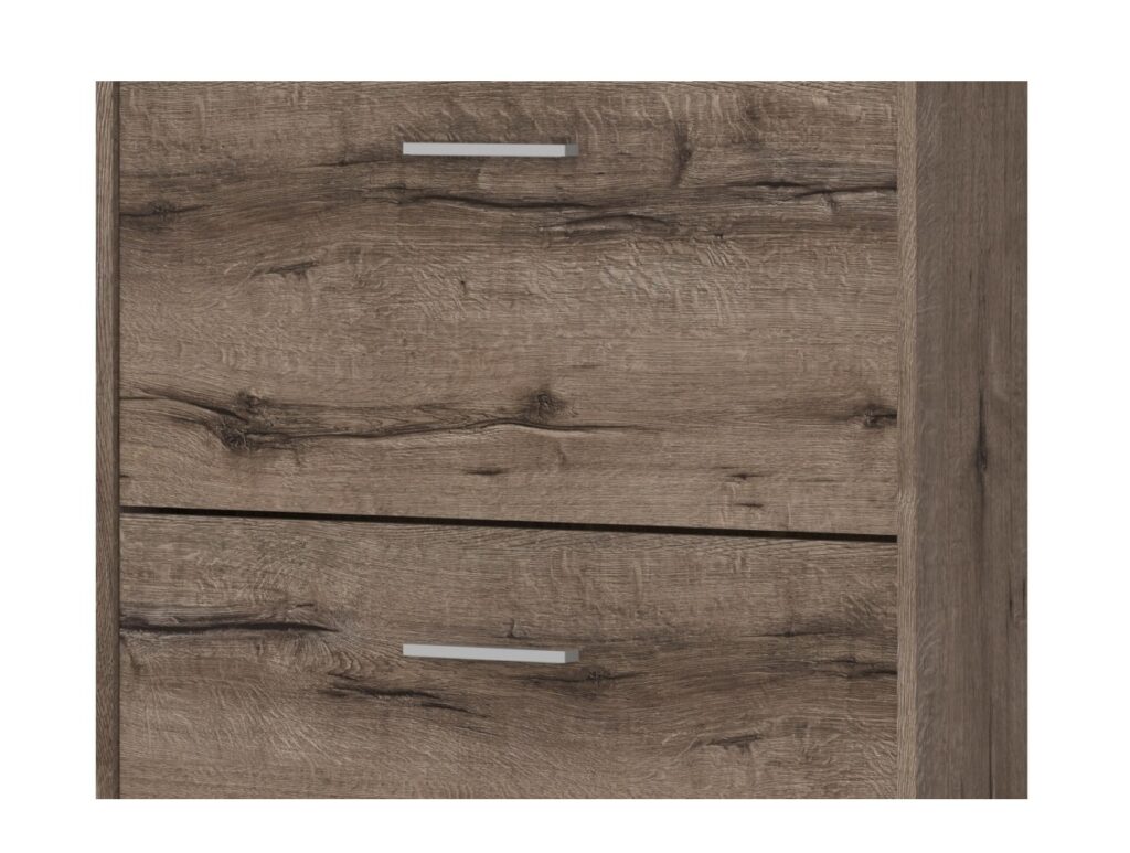 Hallway Shoe Storage Slim Shoe Cabinet Modern Dark Oak Triple Pull Down Door Compact Narrow Unit - Nepo