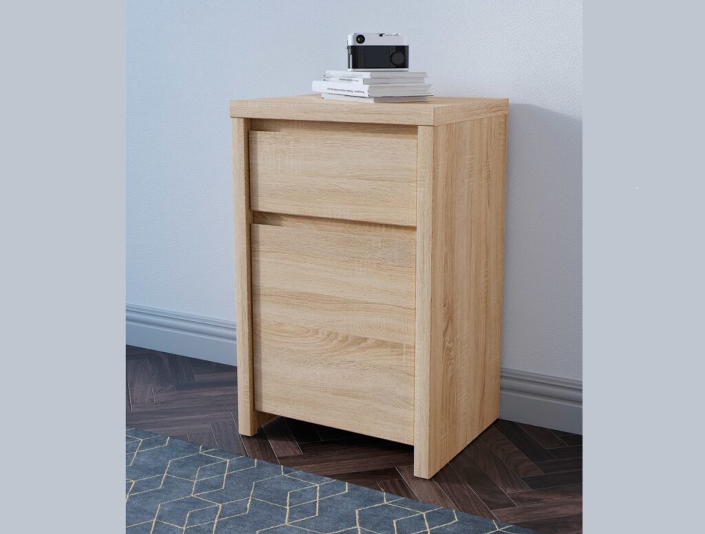 Small Cabinet with Drawer Bedside Unit Side Sofa Storage Sonoma Oak - Kaspian