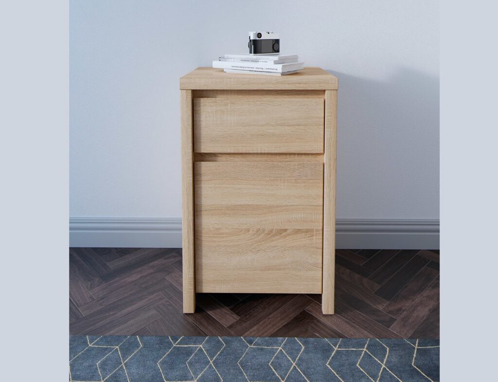 Small Cabinet with Drawer Bedside Unit Side Sofa Storage Sonoma Oak - Kaspian