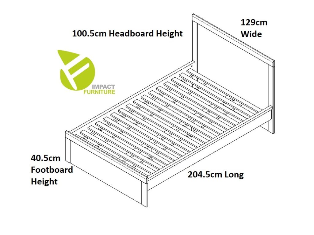 Small Double Bed Frame White Gloss and Oak High Headboard Scandi - Holten