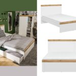 small double bed frame white kids bed scandi white gloss and oak high headboard