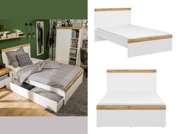 small double bed frame white kids bed scandi white gloss and oak high headboard