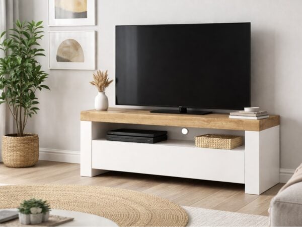 small tv cabinet white gloss tv unit with storage drawer modern scandi