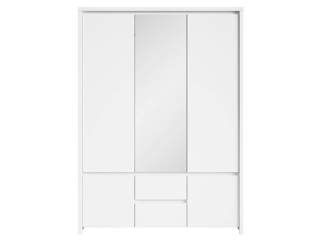 White Wardrobe With Drawers 3 Door Triple Wardrobe with Mirror and Shelves Storage - Kaspian