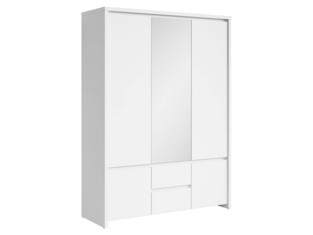 White Wardrobe With Drawers 3 Door Triple Wardrobe with Mirror and Shelves Storage - Kaspian